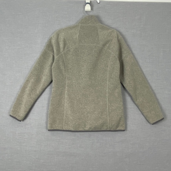 L.L. Bean Sweater Knit Fleece Jacket Womens Small Reg Tan Zipper Up Pockets - Picture 2 of 11